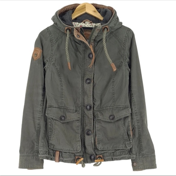 Naketano Schnizzel Dizzel Popizzel Full Zip Jacket Olive Women's Sz Small Coat - Picture 1 of 7